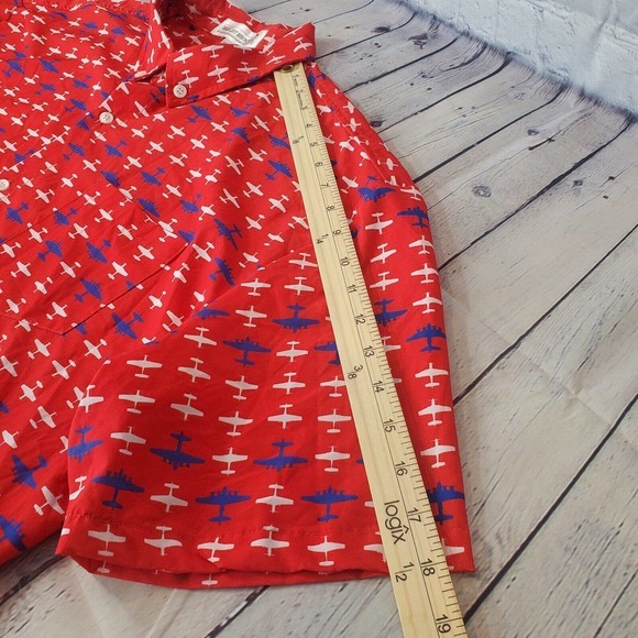 Sporty's Wright Bros 2XL Short Sleeve Button Down Shirt Airplanes Red Flying - Picture 8 of 9